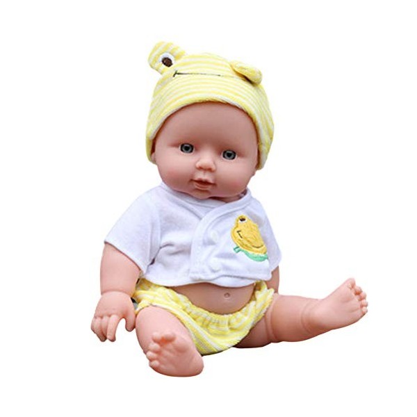 Stecto Poupée africaine en vinyle pour bébé garçon de 30 cm avec chapeau de vêtements Lifelike Baby Play Doll Newborn Baby To