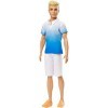 Barbie Fashionistas poupée mannequin Ken 129 blond avec polo dégradé bleu, bermuda blanc et chaussures orange, jouet pour en