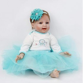 SYP Poupées Reborn pour filles de 55,9 cm faites à la main en vinyle de silicone souple pour bébé fille nouveau-né réaliste R