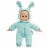 Petitcollin- Poupon Anibabies PinPin-Jouet en Tissu et Vinyle Doux-28 Cm-Lapin Doudou Vert-Oreilles Fleuries pour Les Enfants