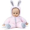 Petitcollin- Poupon Anibabies PinPin-Jouet en Tissu et Vinyle Doux-28 Cm-Lapin Doudou Vert-Oreilles Fleuries pour Les Enfants
