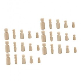 Hohopeti 80 Pièces Marionnettes Peintes Ensemble De Jeu pour Tout-Petits Cheviller Les Gens Poupées Cheville Non Peintes Poup