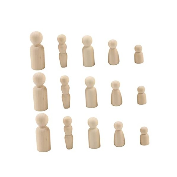 Hohopeti 80 Pièces Marionnettes Peintes Ensemble De Jeu pour Tout-Petits Cheviller Les Gens Poupées Cheville Non Peintes Poup