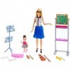 Barbie Métiers coffret poupée Professeur de musique blonde et sa mini-poupée élève, tableau pivotant et 4 instruments de musi