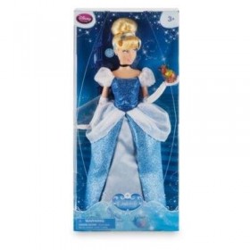 Cendrillon Classic Poupée portant une robe bleue étincelante avec une maille blanche peplum et manches bouffantes