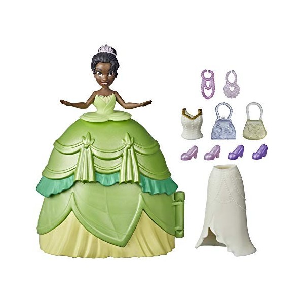 Disney Princess- Disney Princesse Styling Surprise Tiana Mini Jeu de poupée avec Robes et Accessoires, Jouets pour Filles à p