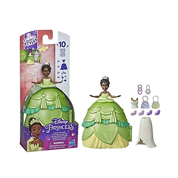 Disney Princess- Disney Princesse Styling Surprise Tiana Mini Jeu de poupée avec Robes et Accessoires, Jouets pour Filles à p