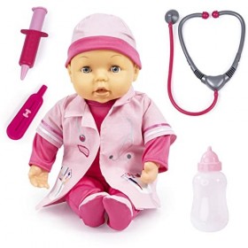 Bayer Design Doctor Set 93878AA Docteur Poupée Interactive Babylaute, Joues Rouges, Beaucoup daccessoires Rose
