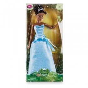 Tiana Classic Poupée avec une robe bleue brillante et porte princesse Naveen en forme de grenouille