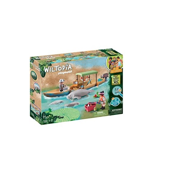 Playmobil 71010 Pirogue et lamantins- Wiltopia - Animaux Nature, Multicolore, Taille Unique