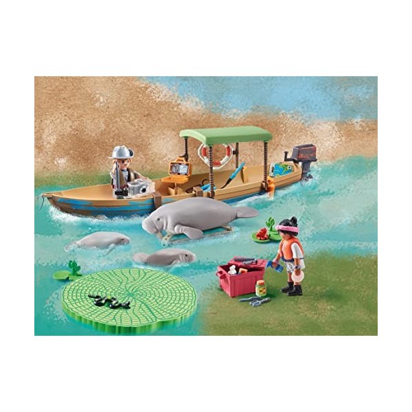 Playmobil 71010 Pirogue et lamantins- Wiltopia - Animaux Nature, Multicolore, Taille Unique