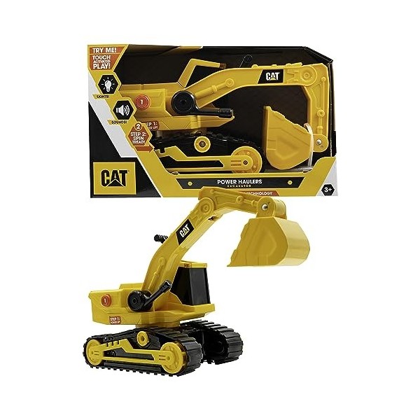 CATERPILLAR – Excavatrice Pelleteuse sons et lumières 30 cm, camion de chantier avec détecteur de mouvement