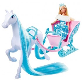 Simba 105733522 Steffi Love Snow Dream Luge de Conte de fées avec Cheval et Steffi comme Princesse de Glace, L : 50 cm, poupé