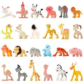Jouets Animaux, lot de 24 Figurines en Plastique modèles d’Animaux Sauvages pour Jouer, Figurines dAnimaux de la Jungle Lot 