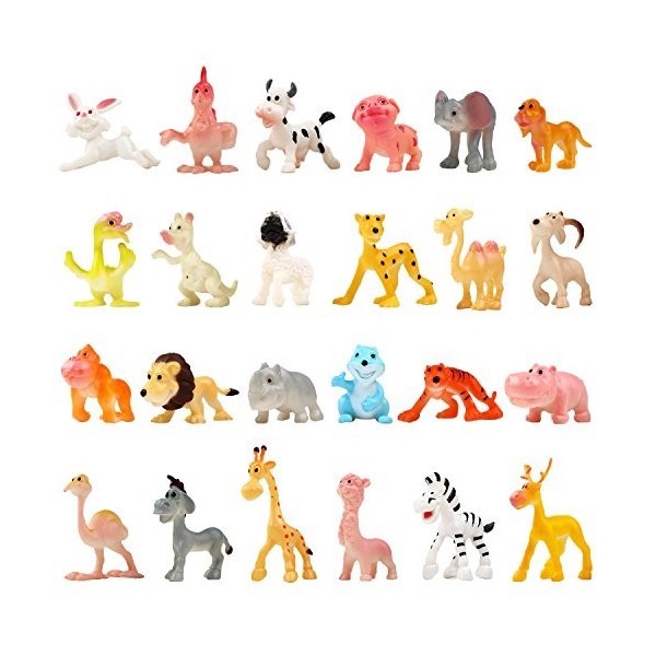 Jouets Animaux, lot de 24 Figurines en Plastique modèles d’Animaux Sauvages pour Jouer, Figurines dAnimaux de la Jungle Lot 