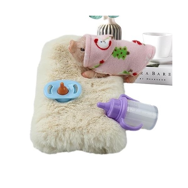 Shichangda Mini Jouet Cochon en Silicone - Mini poupée de Simulation réaliste, Reborn Pinch Toy,Élastique Faux Animal Ornemen