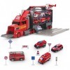 Rhybor Camion Pompier Transporteur Ensemble de 5 Mini Camions de Pompiers en Alliage Métallique Ensemble de Jouets de Pompier
