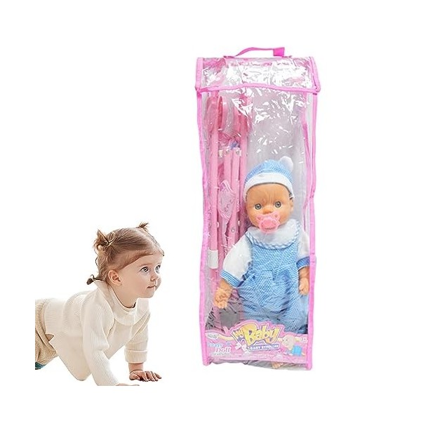 Poussette pour poupée Babies | Poussette Pliante pour avec poupée et Sucette - Funny Girl Play House Jouet Pliable Bébés Pous