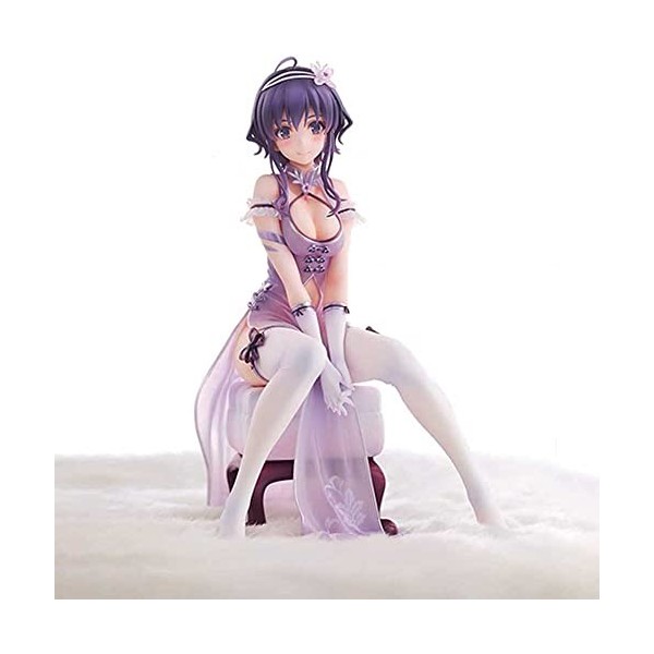 POMONO 1/7 Ecchi Figure Anime Personnage Statues Jolie Fille Violet Cheveux Kinee Chaussettes Hautes Assis Posture Action Fig