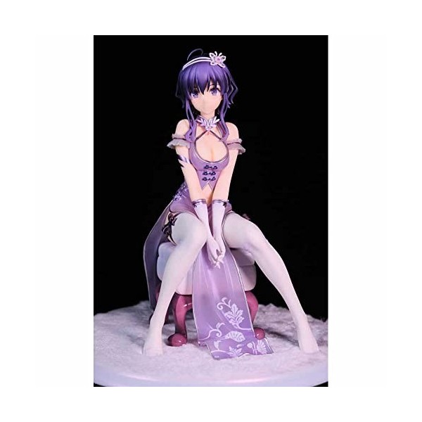 POMONO 1/7 Ecchi Figure Anime Personnage Statues Jolie Fille Violet Cheveux Kinee Chaussettes Hautes Assis Posture Action Fig