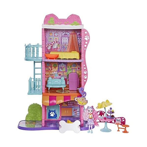 Enchantimals Coffret Appartement 71 cm avec poupée 15 cm , figurine chien et accessoires, 6 espaces de jeu, Jouet Enfant, 