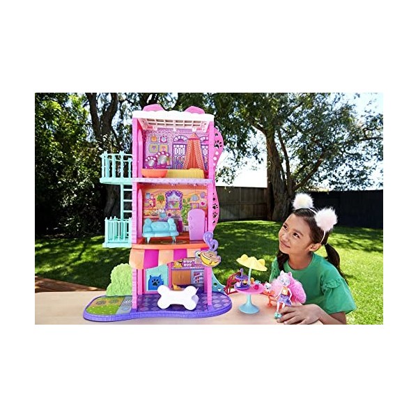 Enchantimals Coffret Appartement 71 cm avec poupée 15 cm , figurine chien et accessoires, 6 espaces de jeu, Jouet Enfant, 