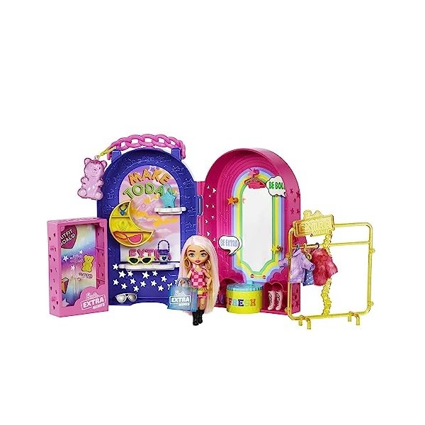 Barbie Coffret Boutique Extra Minis avec dressing, poupée, habillages et accessoires, Jouet Enfant, Dès 3 ans, HHN15