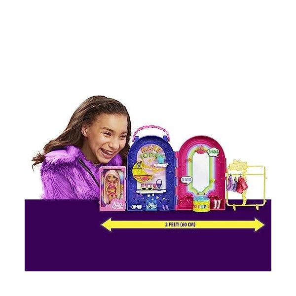 Barbie Coffret Boutique Extra Minis avec dressing, poupée, habillages et accessoires, Jouet Enfant, Dès 3 ans, HHN15