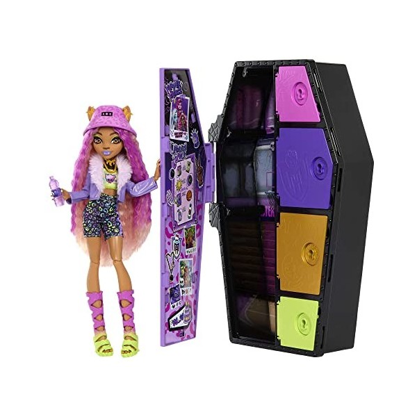 Monster High Coffret Monstrueux Secrets Clawdeen Wolf Avec Poupée, Habillage, Casier Et Plus De 19 Accessoires, Jouet Enfant,