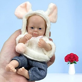 Qepakui Mini poupées bébé Reborn,Poupées de bébé en Silicone de 6 Pouces pour Enfants - Poupée de Fille Douce Nouveau-née à l