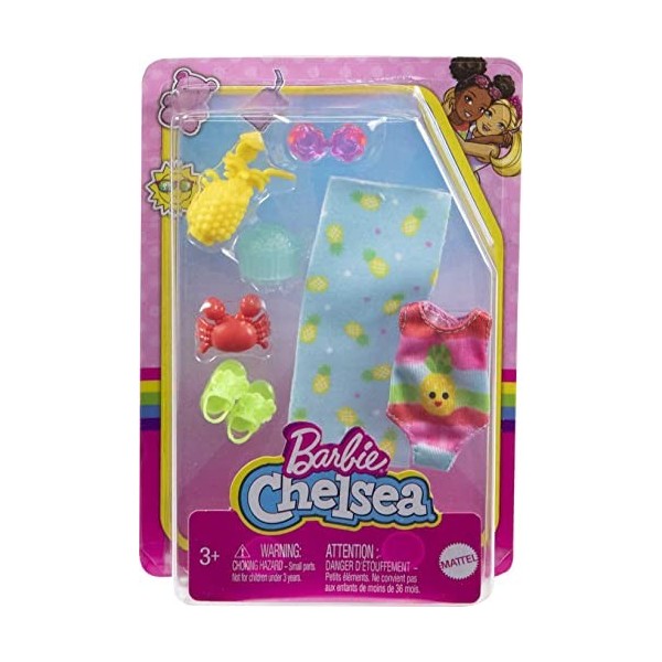 Barbie Chelsea Pack Accessoires - HHM58 - Thème de la Plage - Comprend Serviette Plage + Accessoires