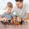 Safari Lot de 53 mini figurines danimaux en plastique réalistes en vinyle sauvage de la jungle, jouets pour enfants en bas â