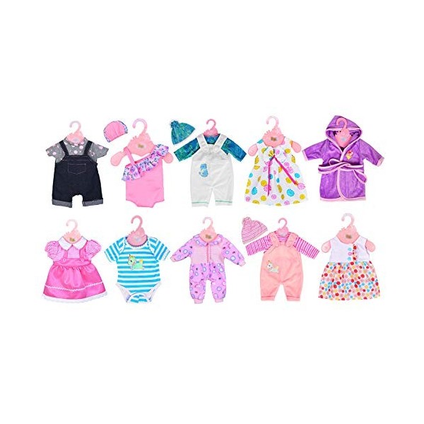 ebuddy 10 ensembles de vêtements de poupée pour nouveau-né de 14 à 16 pouces et fille américaine de 18 pouces