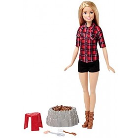Barbie Joie du Camping poupée et son feu de camp sonore et lumineux, jouet pour enfant, FDB44