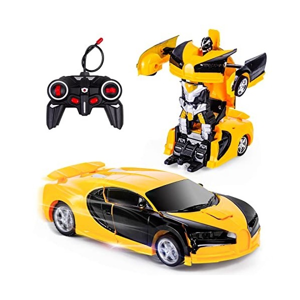 Kazzley Voiture Télécommandée Police Transform Jouets pour Enfants, Voiture Radiocommandée Robot Course rc Cars Toy Cadeau Ga