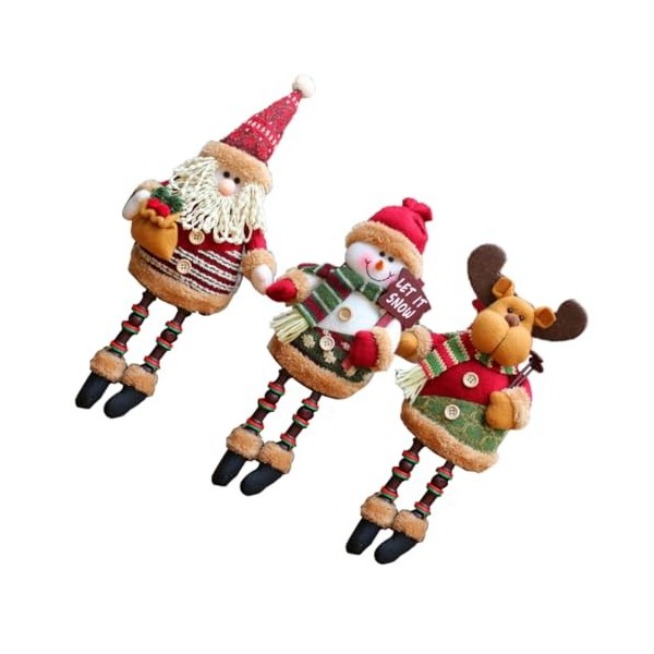 ibasenice Lot De 3 Décorations De Noël avec Jambes Pendantes Décoration Intérieure Figurines De Noël Poupée Décorations pour 