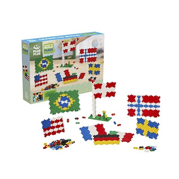 PLUS PLUS - Kit découverte Drapeaux du monde de 700 pièces - Jeu de construction - PP3932