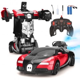 Hodlvant Voiture RC Robot de Transformation avec Spray, Voiture télécommandée pour Enfants de 6 7 8 Ans Plus âgés, Jouet de V