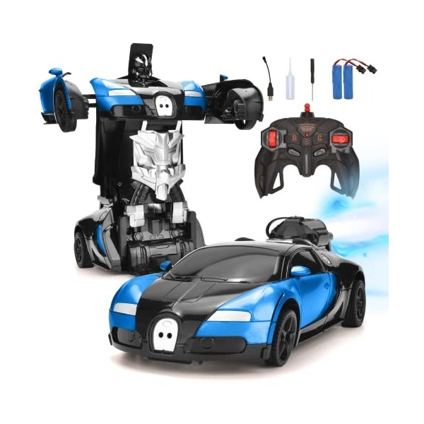 Hodlvant Voiture RC Robot de Transformation avec Spray, Voiture télécommandée pour Enfants de 6 7 8 Ans Plus âgés, Jouet de V