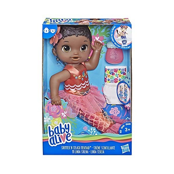 Baby Alive - Sirène et Bébé - Poupee Cheveux Noirs