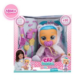 CRY BABIES Dressy Kristal Est Malade, Poupée Interactive qui Pleure Vraiment, avec de Vrais Cheveux et des Vêtements pour lH