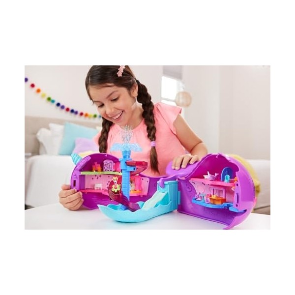 Polly Pocket Coffret Bateau Les Aventures Du Narval Sparkle Cove Adventure Avec 2 Mini-Figurines, 3 Perles Solubles Et 13 Acc