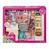 Coffret pour Barbie supermarché + poupées + 25 Accessoires - poupée Mannequin Shopping - Set 25 Pieces + 1 Carte Animaux