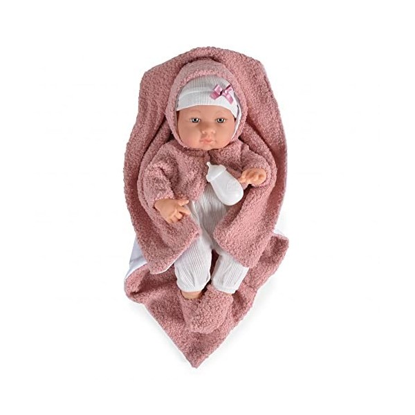 Moni poupée Enfant 41 cm 9300 Petite Veste Bouteille deau Couverture Douillette, Coloris:Rose