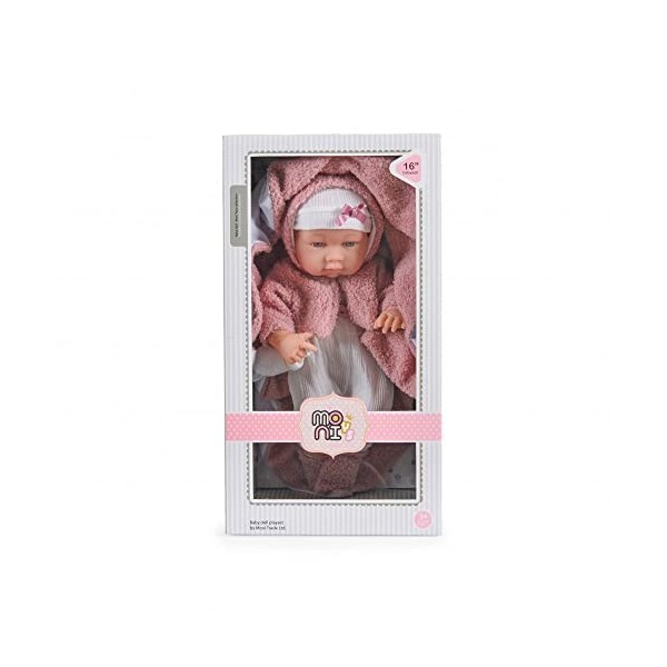 Moni poupée Enfant 41 cm 9300 Petite Veste Bouteille deau Couverture Douillette, Coloris:Rose