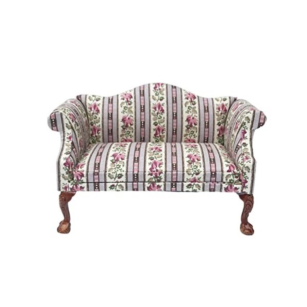 Lot de 2 canapés pour maison de poupée à léchelle 1/12 Motif floral en bois