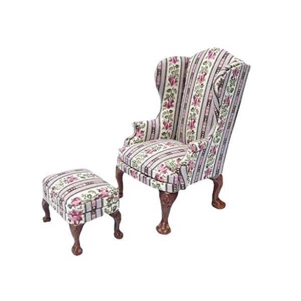 Lot de 2 canapés pour maison de poupée à léchelle 1/12 Motif floral en bois