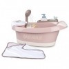 Smoby - Baby Nurse - Baignoire Balnéo - pour Poupons et Poupées - Jets deau et Bulles - Lumières LED - 220368 - Rose