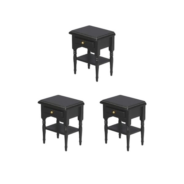 Lot de 10 tables de chevet en bois à léchelle 1/12 pour chambre à coucher - Noyer durable - 5,8 x 4,2 x 5,5 cm