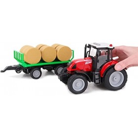 Toyland Tracteur et remorque 37 cm Rouges avec lumières et Son - Jouets de Ferme pour Enfants